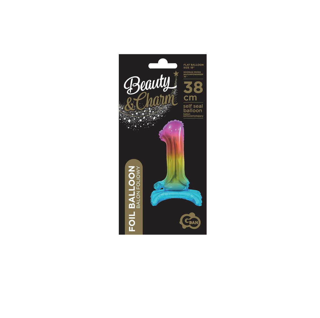 Zahl 1 Regenbogen stehend