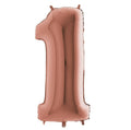 Zahl 1 rosegold 66cm EU