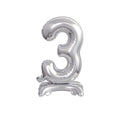 Zahl 3 silber stehend