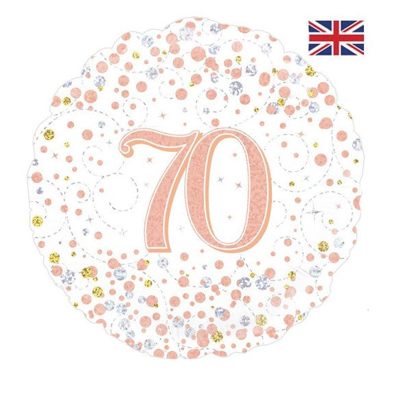 Zahl 70 weiß/rosegold Fizz