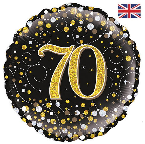 Zahl 70 gold/schwarz Fizz