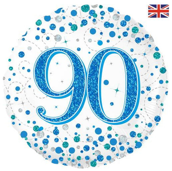 Zahl 90 weiß/blau Fizz