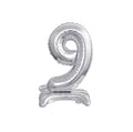 Zahl 9 silber stehend