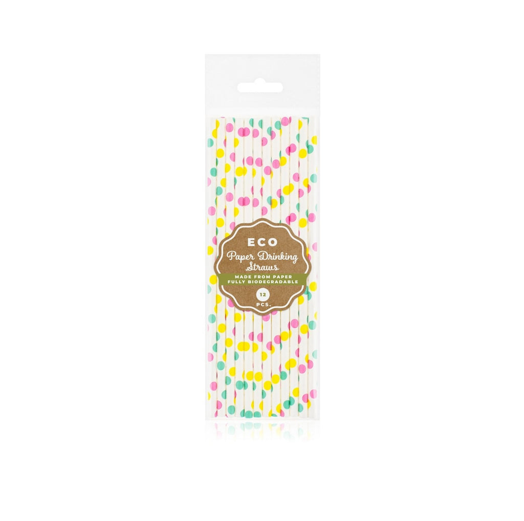 Strohhalm Papier Punkte bunt