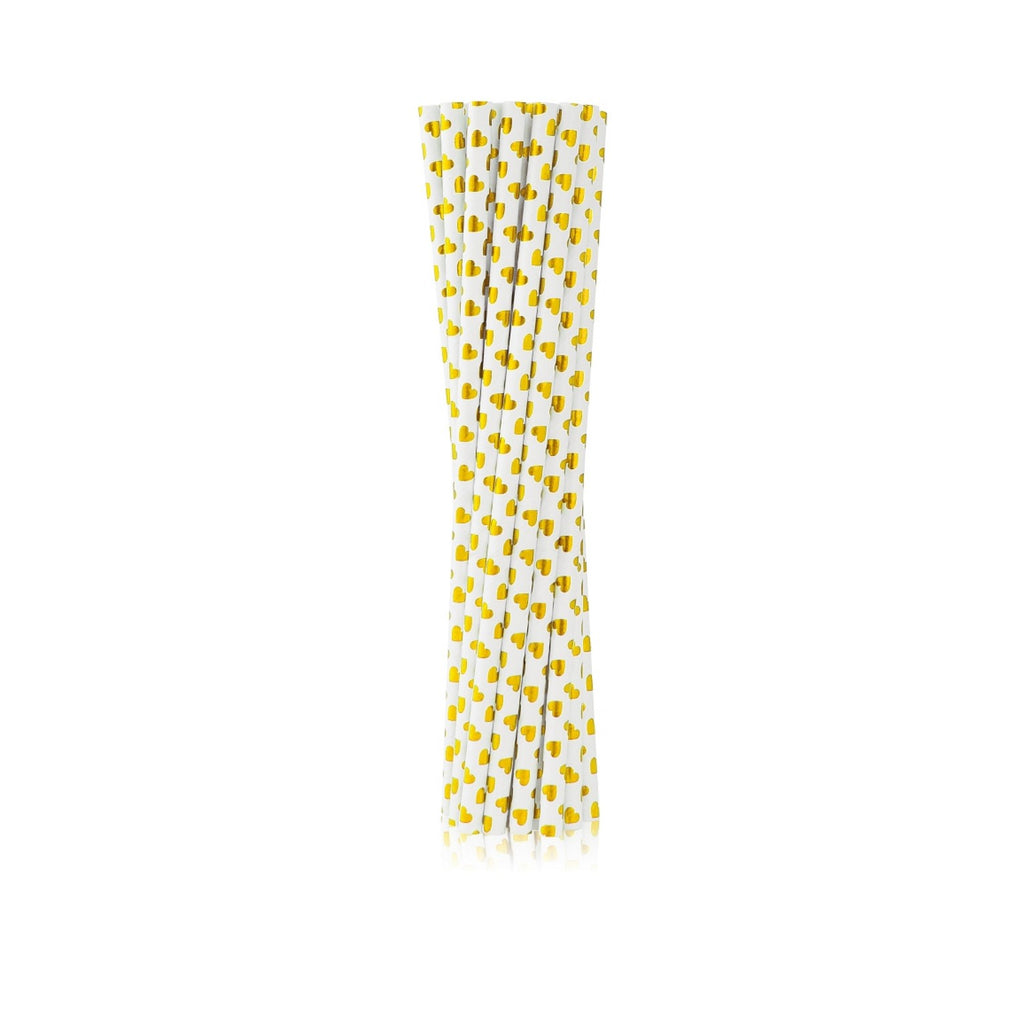 Strohhalm Papier  Herzen gold