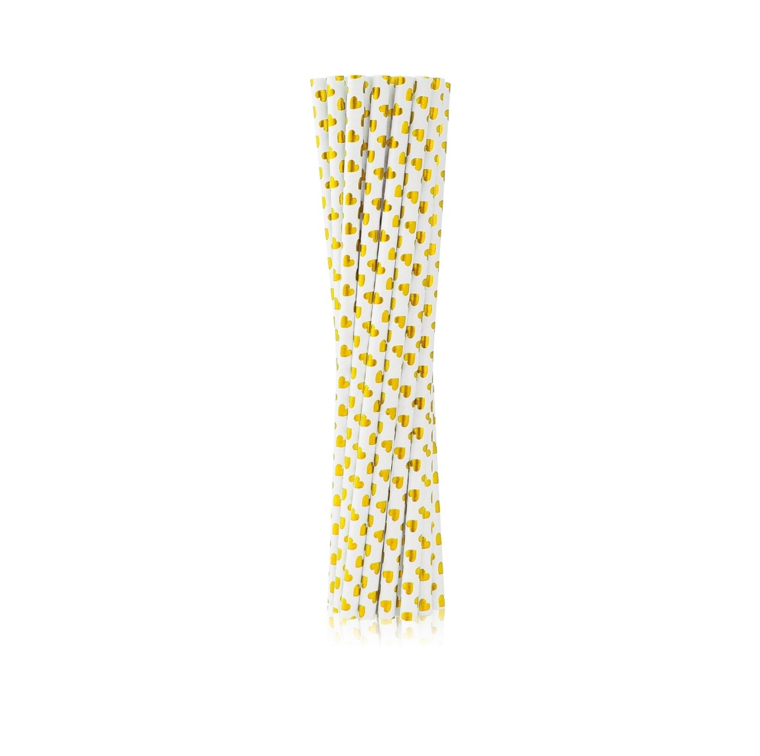 Strohhalm Papier  Herzen gold