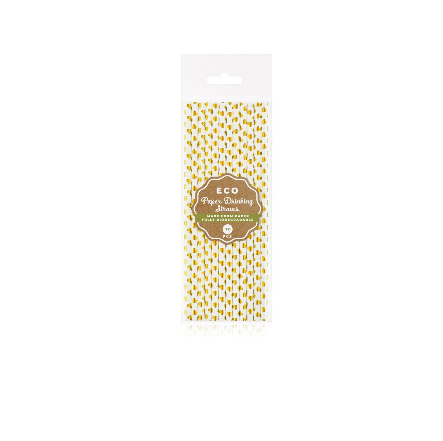 Strohhalm Papier  Herzen gold