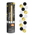 Konfetti Kanone S gold/silber/schwarz Punkte