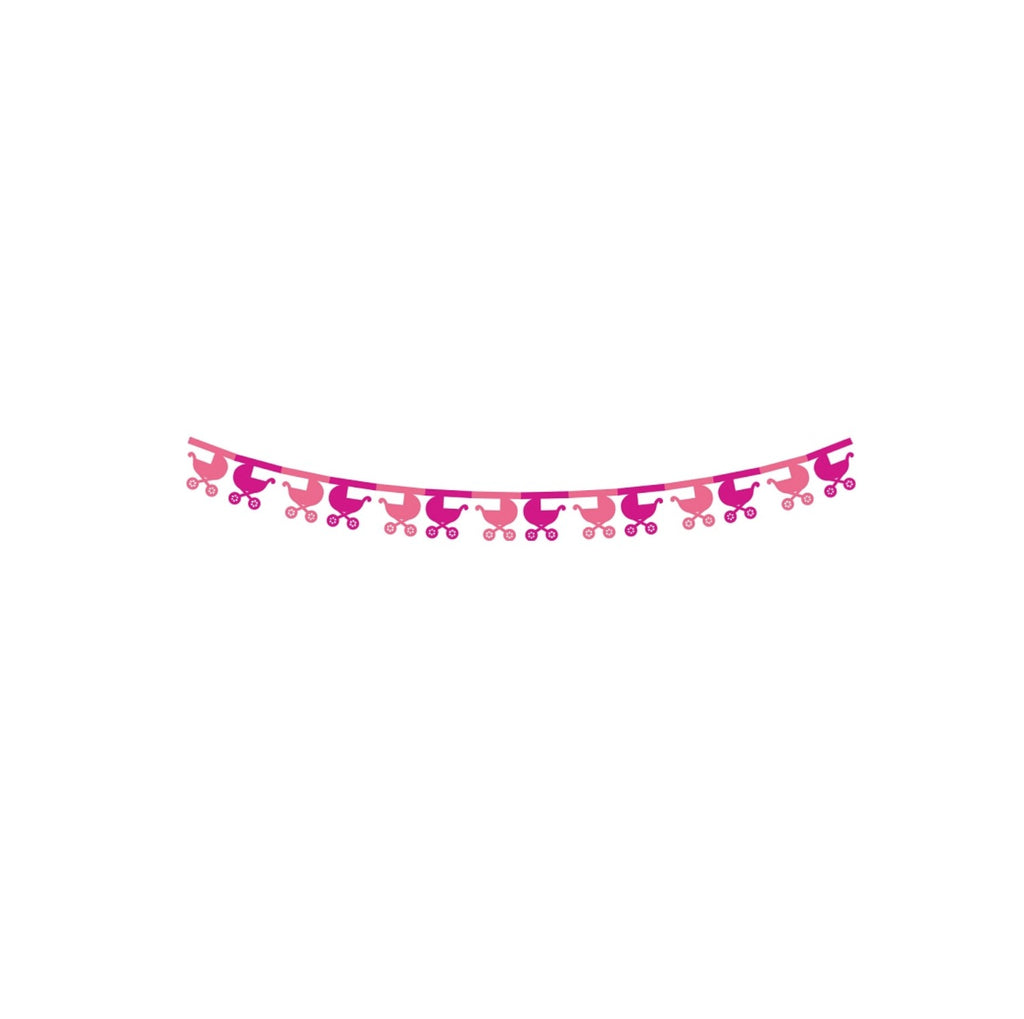 Girlande Papier Baby Kinderwagen rosa