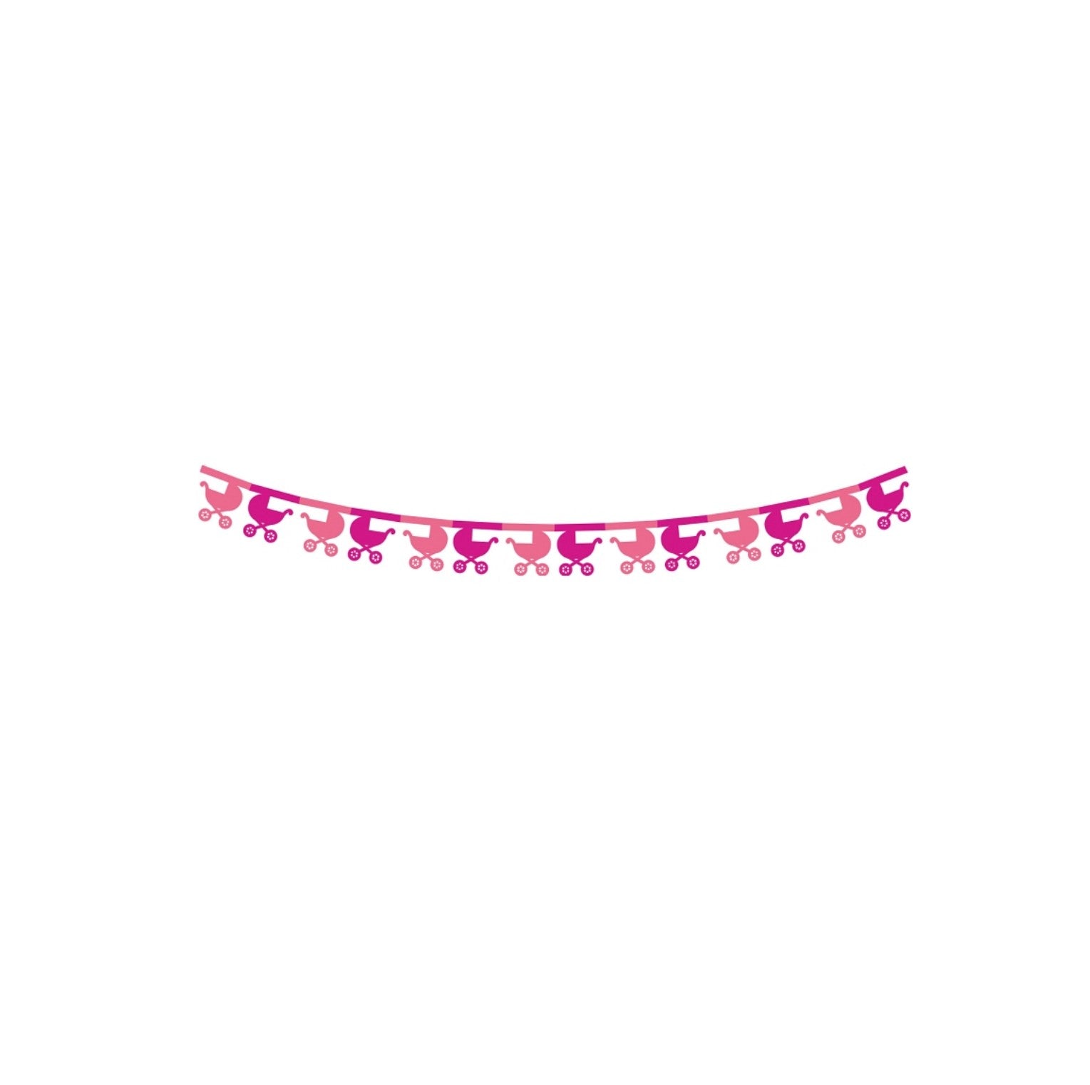 Girlande Papier Baby Kinderwagen rosa