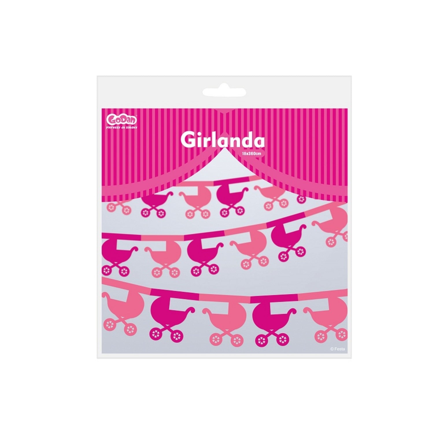 Girlande Papier Baby Kinderwagen rosa