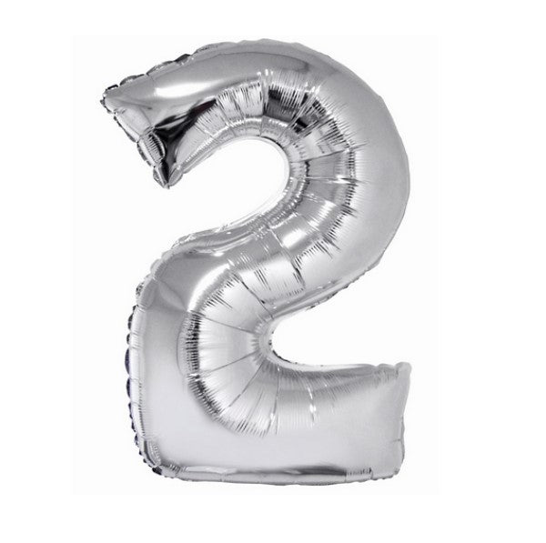 Zahl 2 Silber 35cm Luft