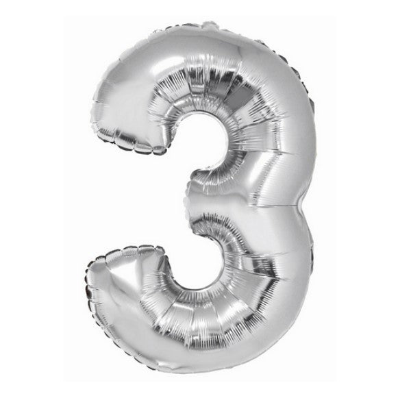 Zahl 3 Silber 35cm Luft