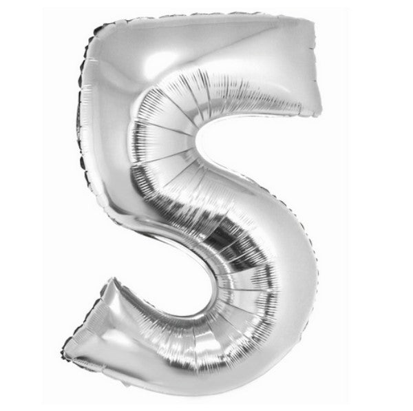 Zahl 5 silber 35cm Luft