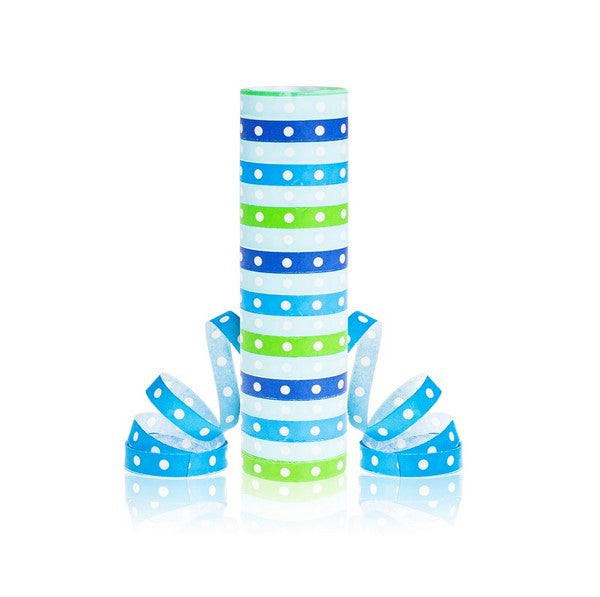 Luftschlange Papier blau Punkte und Streifen
