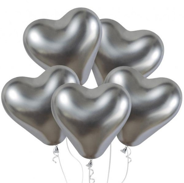 Latexherz 30cm Shine silber