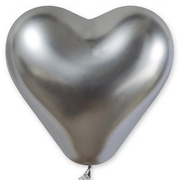 Latexherz 30cm Glossy silber