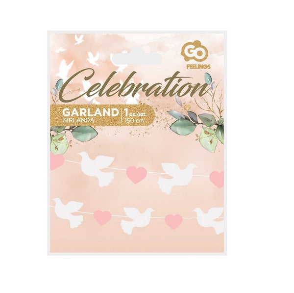Girlande Tauben/Herz rosa
