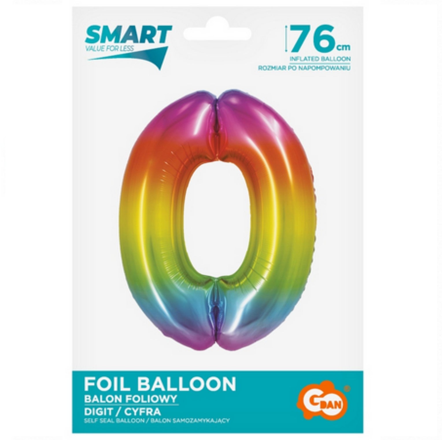 Zahl 0 Regenbogen 76cm