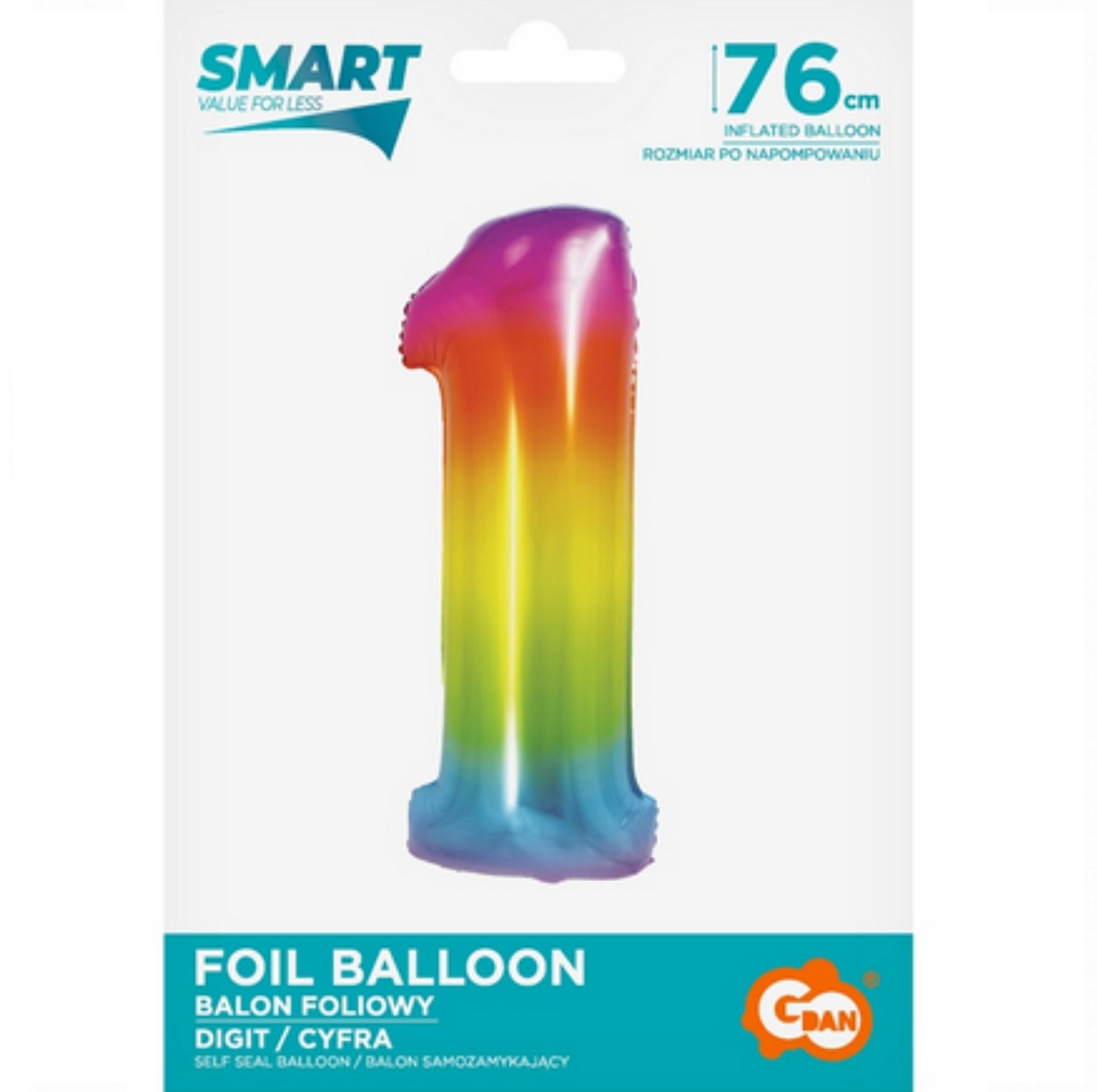 Zahl 1 Regenbogen 76cm