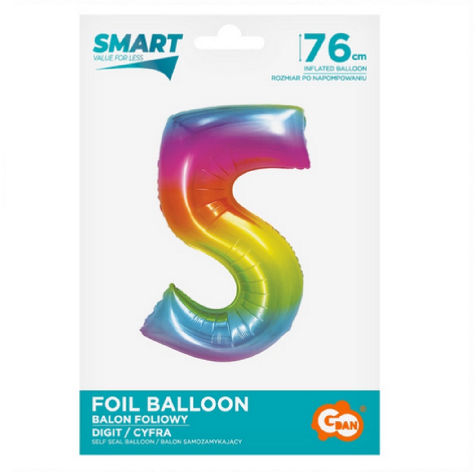 Zahl 5 Regenbogen 76cm