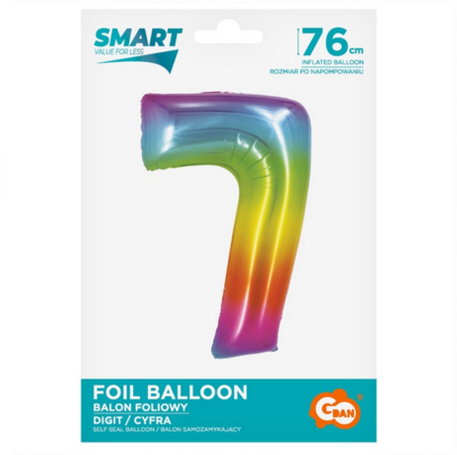 Zahl 7 Regenbogen 76cm