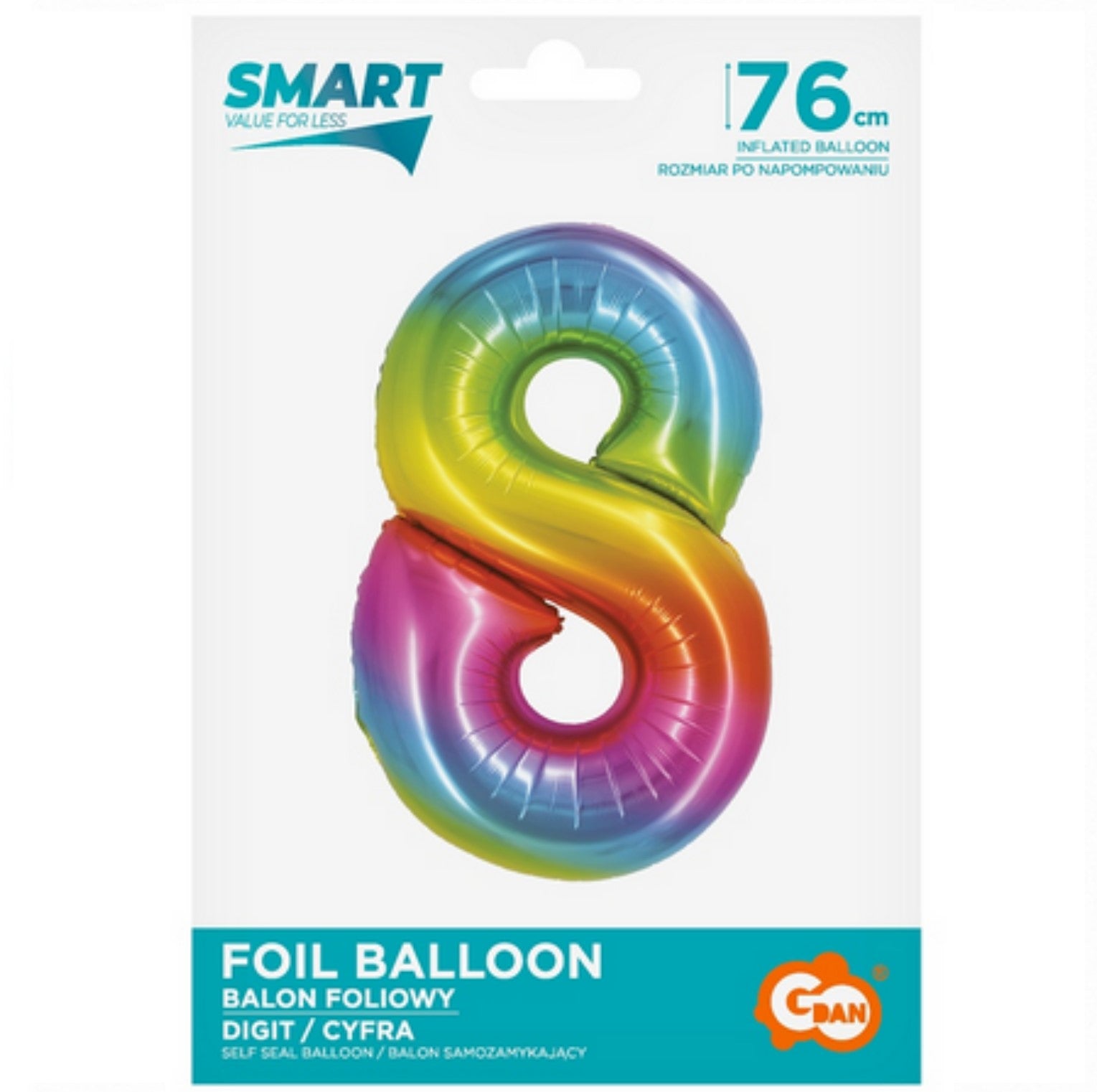 Zahl 8 Regenbogen 76cm