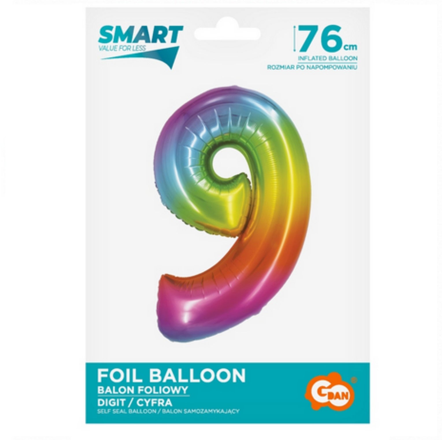 Zahl 9 Regenbogen 76cm